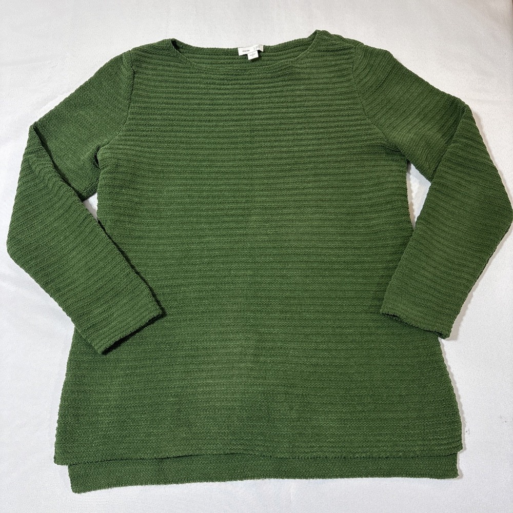 J Jill Sweater Womens Small Green Long Sleeve Chenille Pullover